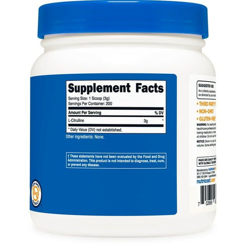 Nutricost Pure L-Citrulline Powder 600 Grams - No Malate, Non-GMO Supplement EasyOptionXY LLC