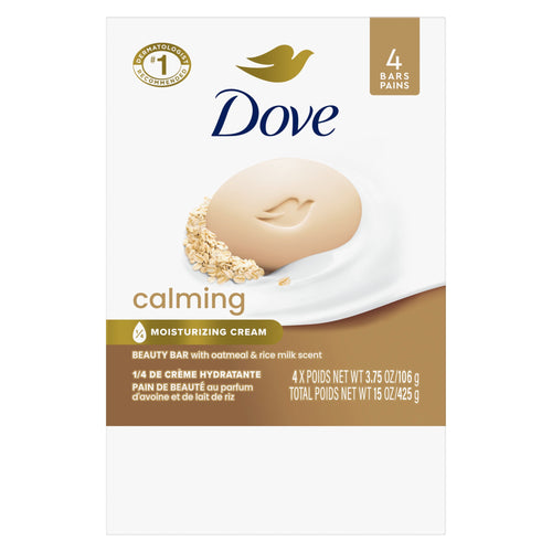Dove Beauty Bar Soap for Women Calming Oatmeal & Rice Milk All Skin, 3.75oz 4 Bars EasyOptionXY LLC
