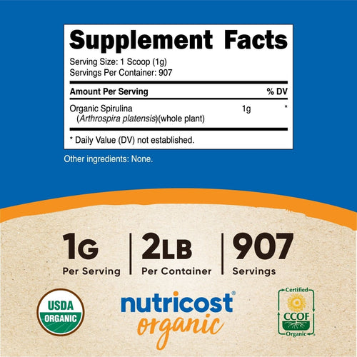 Nutricost Organic Spirulina Supplement Powder 2 Pounds, 1g Per Serving EasyOptionXY LLC