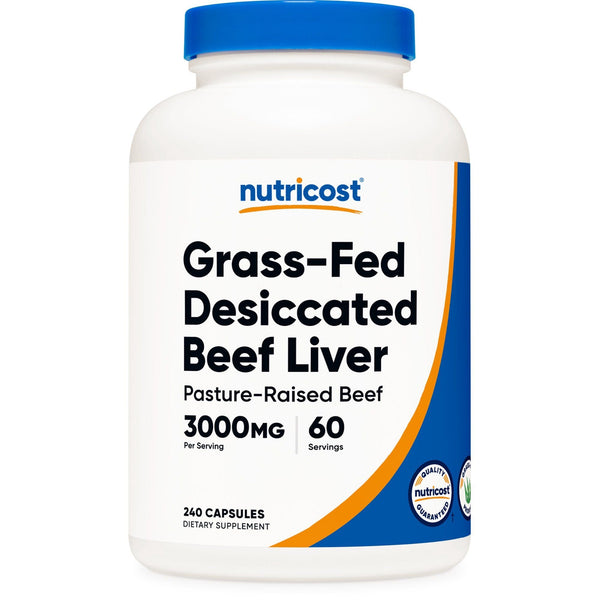 Nutricost Grass Fed Desiccated Beef Liver Supplement 240 Capsules, 3000mg (750mg Per Cap) EasyOptionXY LLC
