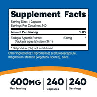 Nutricost Fadogia Agrestis (240 Capsules | 600 mg Per Serving) - Potent 10:1 Extract, Gluten Free, Non-GMO Athletic Support Supplement EasyOptionXY LLC