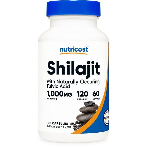 Nutricost Shilajit Capsules (120 Capsules, 60 Servings / 1,000 mg Shilajit Per Serving) | Shilajit Extract with Naturally Occuring Fulvic Acid - Gluten Free, Non-GMO, Vegan Friendly Dietary Supplement EasyOptionXY LLC