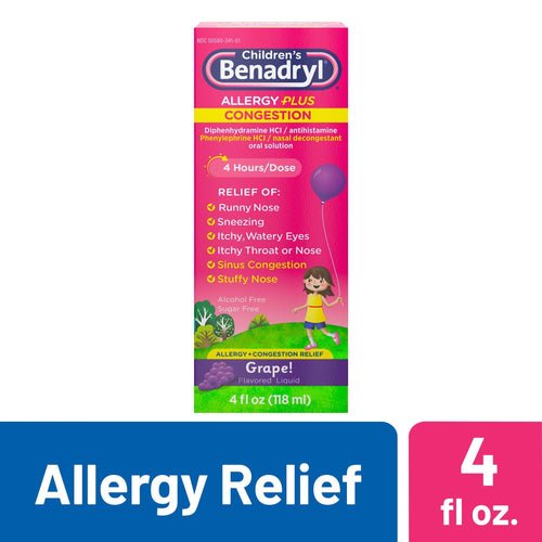 Children's Allergy Plus Congestion Relief Liquid; Grape; 4 fl oz EasyOptionXY LLC