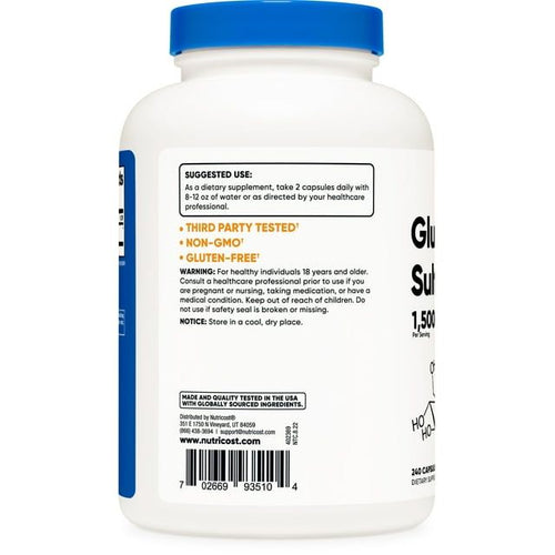 Nutricost Glucosamine Sulfate Supplement 750mg, 240 Capsules (1500mg Per Serving) EasyOptionXY LLC
