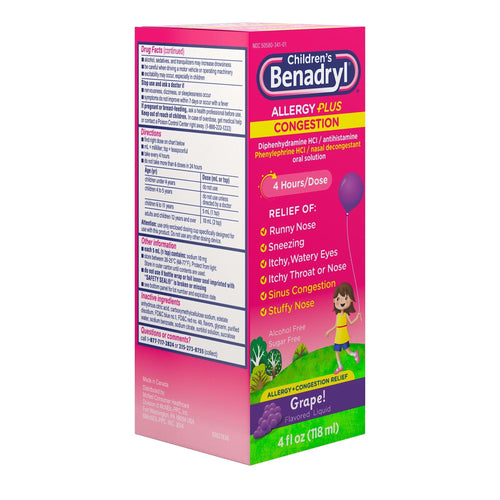 Children's Allergy Plus Congestion Relief Liquid; Grape; 4 fl oz EasyOptionXY LLC
