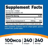 Nutricost Vitamin K2 MK-7 100mcg, 240 Softgels - Gluten Free and Non-GMO Supplement EasyOptionXY LLC