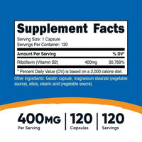 Nutricost Vitamin B2 (Riboflavin) 400mg, 120 Capsules, Supplement EasyOptionXY LLC