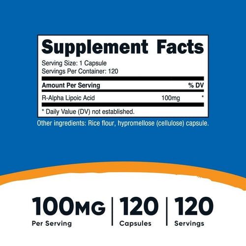 Nutricost R-Alpha Lipoic Acid 100mg, 120 Capsules -Non-GMO, Gluten Free Supplement EasyOptionXY LLC