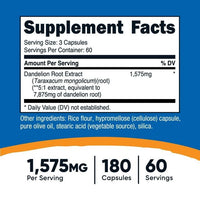 Nutricost Dandelion Root Capsules 525mg (180 Capsules) - Non-GMO, Gluten Free Supplement EasyOptionXY LLC