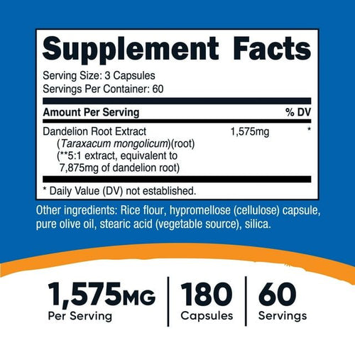 Nutricost Dandelion Root Capsules 525mg (180 Capsules) - Non-GMO, Gluten Free Supplement EasyOptionXY LLC