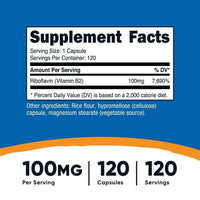 Nutricost Vitamin B2 (Riboflavin) 100mg, 120 Capsules - Non-GMO Supplement EasyOptionXY LLC