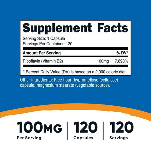 Nutricost Vitamin B2 (Riboflavin) 100mg, 120 Capsules - Non-GMO Supplement EasyOptionXY LLC