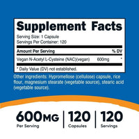 Nutricost N-Acetyl L-Cysteine (NAC) Supplement 600mg, 120 Capsules EasyOptionXY LLC