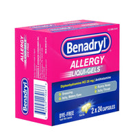 Benadryl Liqui-Gels Antihistamine Dye Free Allergy Medicine; 2 x 24 Count EasyOptionXY LLC