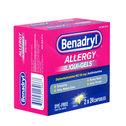 Benadryl Liqui-Gels Antihistamine Dye Free Allergy Medicine; 2 x 24 Count EasyOptionXY LLC
