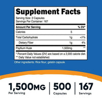Nutricost Psyllium Husk 1500mg Per Serving, 500 Capsules - Non-GMO & Gluten Free Supplement EasyOptionXY LLC