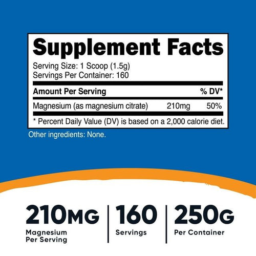 Nutricost Magnesium Citrate Powder Supplement (250 Grams) Unflavored - Gluten Free & Non-GMO EasyOptionXY LLC
