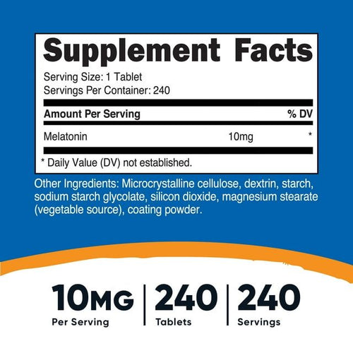 Nutricost Melatonin 10mg, 240 Tablets - 10mg Per Serving, Non-GMO, Gluten Free Supplement EasyOptionXY LLC