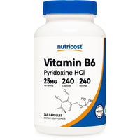 Nutricost Vitamin B6 (Pyridoxine HCl) 25mg, 240 Capsules, Supplement EasyOptionXY LLC