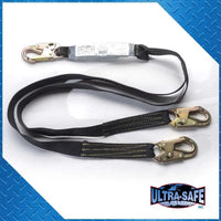 1 3/4” x 6’ Shock Absorbing Kevlar® Y-Lanyard with Double Locking Hooks Each End and 100% Tie-Off | 96516KY RatchetStrap.Com