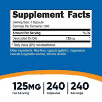Nutricost Ox Bile Supplement Capsules, 125mg Per Serving, 240 Vegetarian Capsules EasyOptionXY LLC
