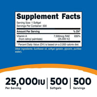 Nutricost Vitamin A 25000 IU, 500 Softgels, Non-GMO, Gluten Free EasyOptionXY LLC