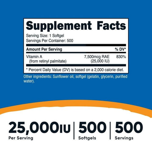 Nutricost Vitamin A 25000 IU, 500 Softgels, Non-GMO, Gluten Free EasyOptionXY LLC