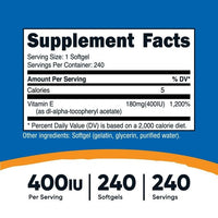 Nutricost Vitamin E Supplement 400 IU, 240 Softgel Capsules EasyOptionXY LLC