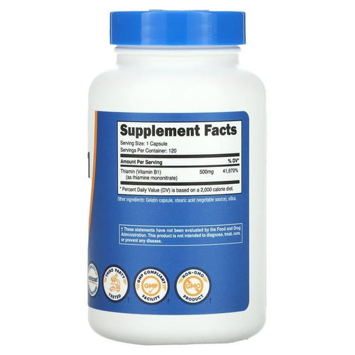 Nutricost Vitamin B1 (Thiamine) 500mg, 120 Capsules - Gluten Free & Non-GMO Supplement EasyOptionXY LLC