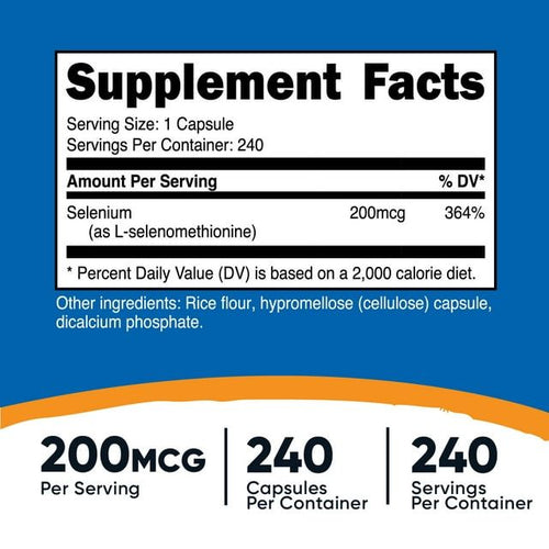 Selenium, 200 mcg, 240 Capsules, Nutricost EasyOptionXY LLC