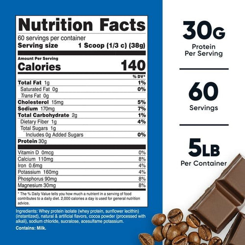 Nutricost Whey Protein Isolate Powder (Mocha) 5LBS - Non-GMO & Gluten Free EasyOptionXY LLC
