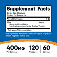 Nutricost SAMe (S-Adenosyl-L-Methionine) Supplement 400mg, 120 Capsules EasyOptionXY LLC