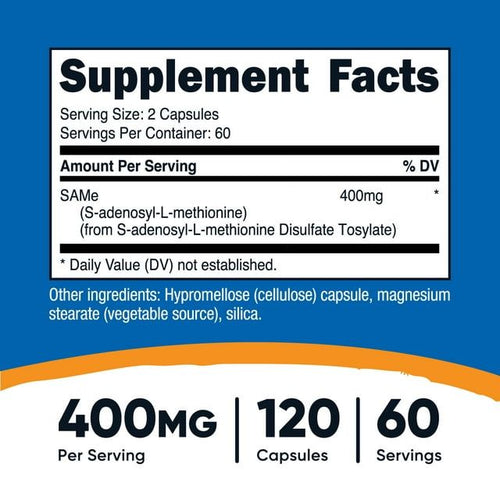Nutricost SAMe (S-Adenosyl-L-Methionine) Supplement 400mg, 120 Capsules EasyOptionXY LLC
