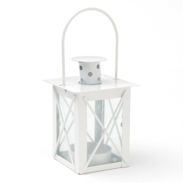 WAY TO CELEBRATE! 4-inch tall White Manual Power Metal Lantern, Indoor/Outdoor, 1 Each EasyOptionXY LLC