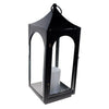 S4O 12" Metal Hanging Lantern with Glass + LED Candle Table Home Festival Decor / Black EasyOptionXY LLC