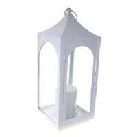 Shop4Omni 15 Inch Decorative Lantern Centerpiece with Flickering LED Candle / White EasyOptionXY LLC