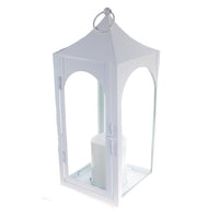Shop4Omni 15 Inch Decorative Lantern Centerpiece with Flickering LED Candle / White EasyOptionXY LLC