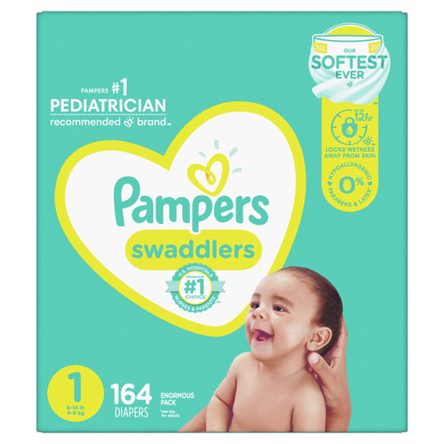 Pampers Swaddlers Diapers Enormous Pack Size 1, 164 Count EasyOptionXY LLC
