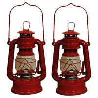 Lot of 2 - 8 Inch Red Hurricane Kerosene Oil Lantern Hanging Light / Lamp EasyOptionXY LLC