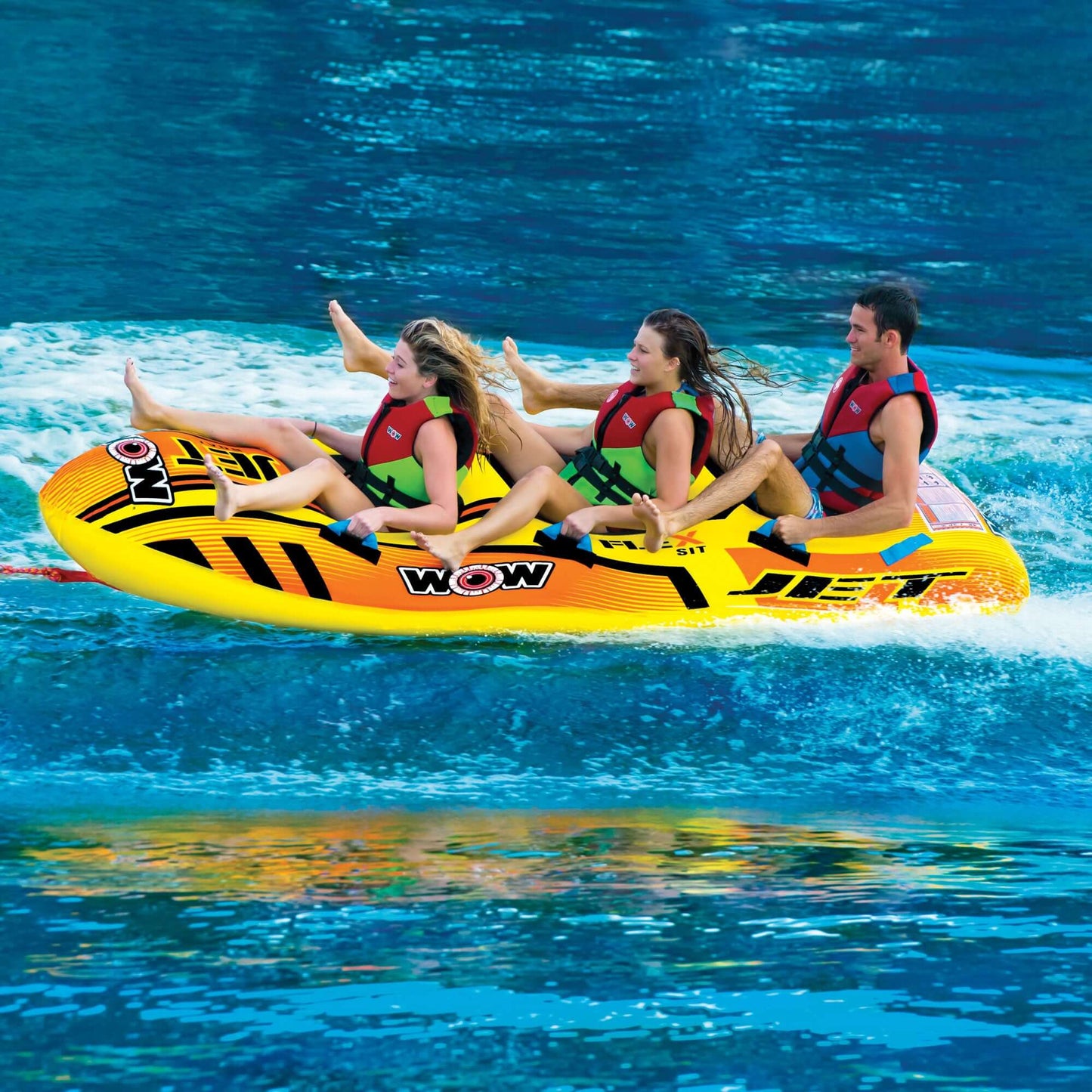 WOW Sports Jet Boat 3 Person Towable Water Tube For Pool and Lake (17-1030)