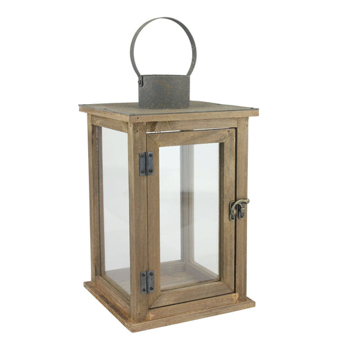 Stonebriar 13" Tabletop Farmhouse Wooden Hurricane Candle Lantern, Brown EasyOptionXY LLC
