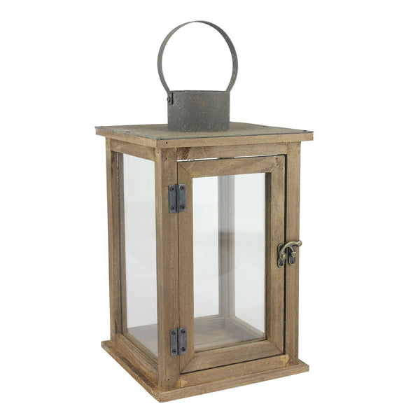 Stonebriar 13" Tabletop Farmhouse Wooden Hurricane Candle Lantern, Brown EasyOptionXY LLC