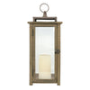 Stonebriar Decorative Rustic Wooden Candle Lantern with Handle and Hinged Door, Large, Brown EasyOptionXY LLC