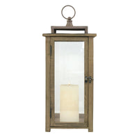 Stonebriar Decorative Rustic Wooden Candle Lantern with Handle and Hinged Door, Large, Brown EasyOptionXY LLC