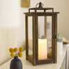 Stonebriar Decorative Rustic Wooden Candle Lantern with Handle and Hinged Door, Large, Brown EasyOptionXY LLC