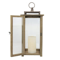 Stonebriar Decorative Rustic Wooden Candle Lantern with Handle and Hinged Door, Large, Brown EasyOptionXY LLC