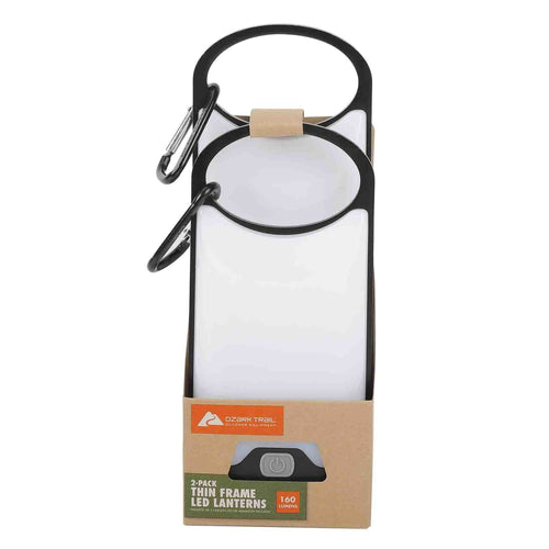 Ozark Trail LED 160 Lumens Thin Aluminum Frame Lanterns, with 6 AAA Batteries, 2 Pack, Black EasyOptionXY LLC
