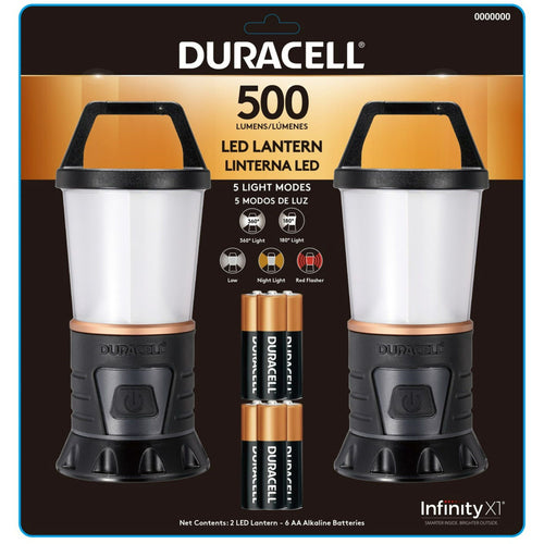 Duracell 2 Pack 500 LM LED Lanterns, 5 Light Modes, Includes 6 AA Batteries EasyOptionXY LLC