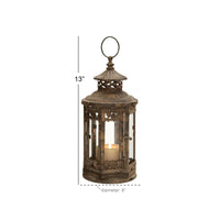 DecMode Brown Metal Decorative Candle Lantern with Intricate Scroll Work EasyOptionXY LLC