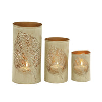 DecMode 3 Holder Gold Metal Leaf Decorative Candle Lantern, Set of 3 EasyOptionXY LLC